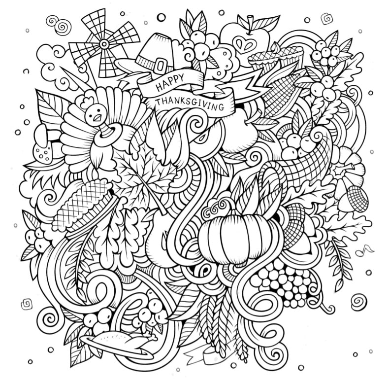 Easy Thanksgiving Doodle | Homemade Gifts Easy | thanksgiving coloring pages pdf